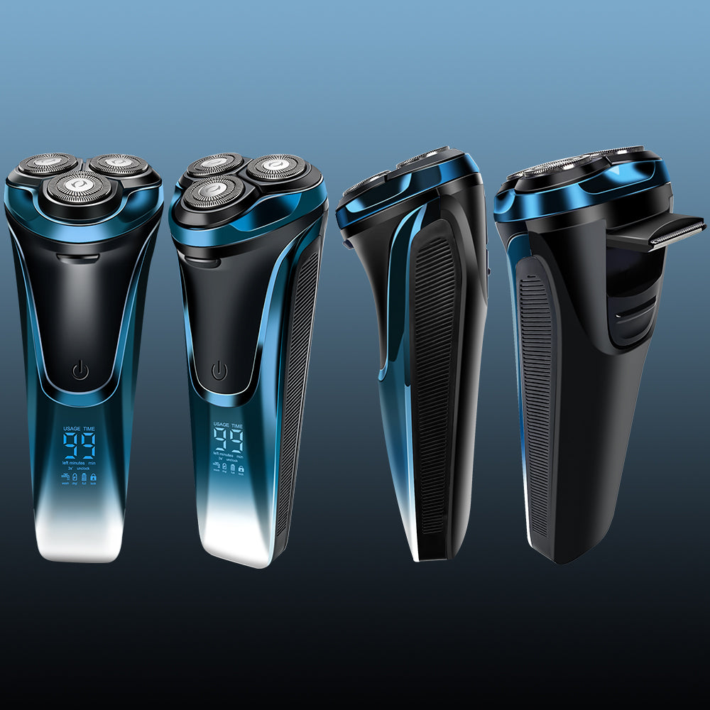 Qimmaol Golarka męska Pro: Elektryczna golarka do golenia na sucho i na mokro, w zestawie z etui do przechowywania i 3 wymiennymi ostrzami.