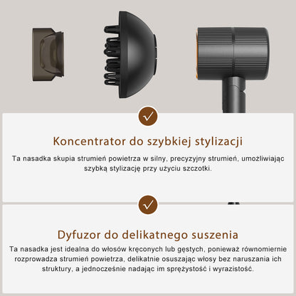 Qimmaol Velofold – profesjonalna suszarka jonowa z koncentratorem i dyfuzorem [Ultralekka / Wielkości dłoni / Składana / 250 g]