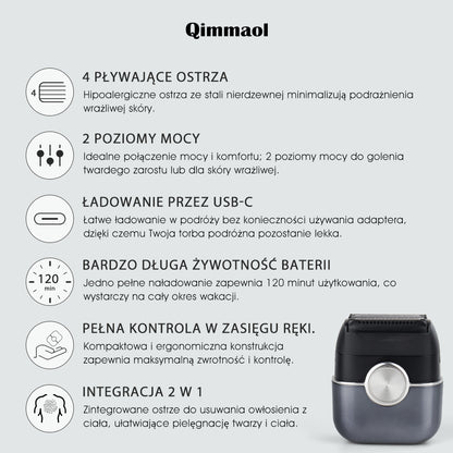 Qimmaol FK706 Mini golarka elektryczna dla mężczyzn z etui podróżnym