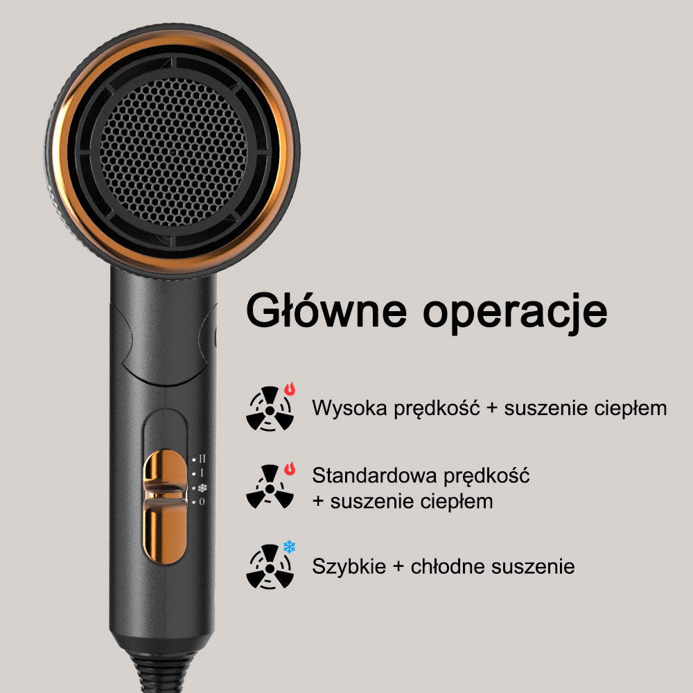 Qimmaol Velofold – profesjonalna suszarka jonowa z koncentratorem i dyfuzorem [Ultralekka / Wielkości dłoni / Składana / 250 g]