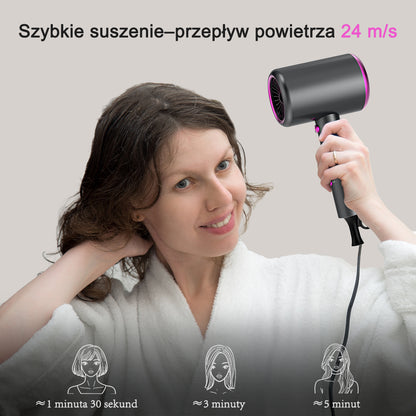 Qimmaol Velofold – Profesjonalna suszarka jonizująca z koncentratorem, dyfuzorem i nasadką grzebieniową [kompaktowa / lekka / składana / 350 g]