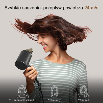 Qimmaol Velofold – profesjonalna suszarka jonowa z koncentratorem i dyfuzorem [Ultralekka / Wielkości dłoni / Składana / 250 g]